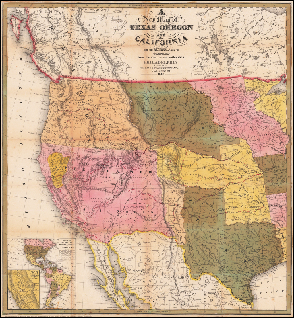 A New Map of Texas Oregon and California with the Regions adjoining ...