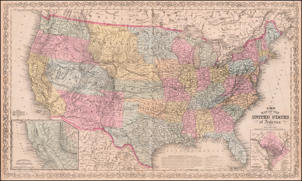 A New Map of the United States of America By J.H. Young . . . 1856 ...