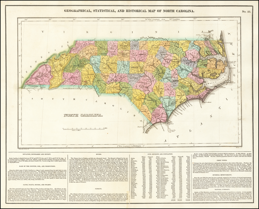 Geographical, Statistical and Historical Map of North Carolina - Barry ...