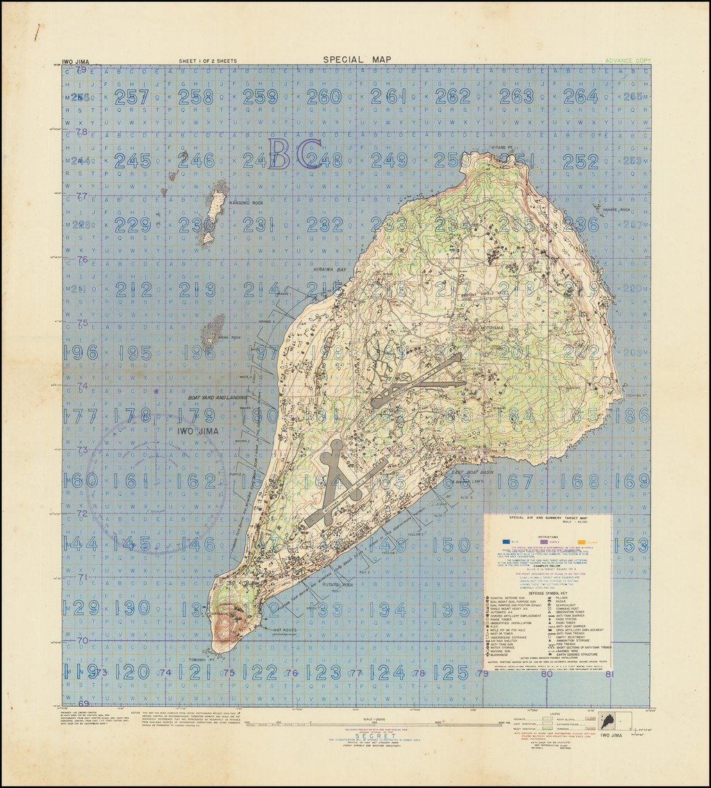 (Second World War - Iwo Jima) Special Air and Gunnery Target Map ...