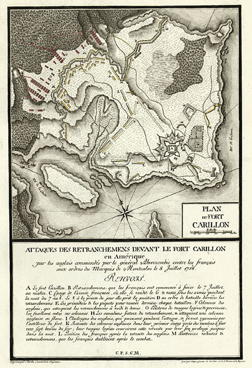 War - Fort Carillon New York French Indian War - Jefferys 1758 - 23.00 x  29.30 - Matte Canvas