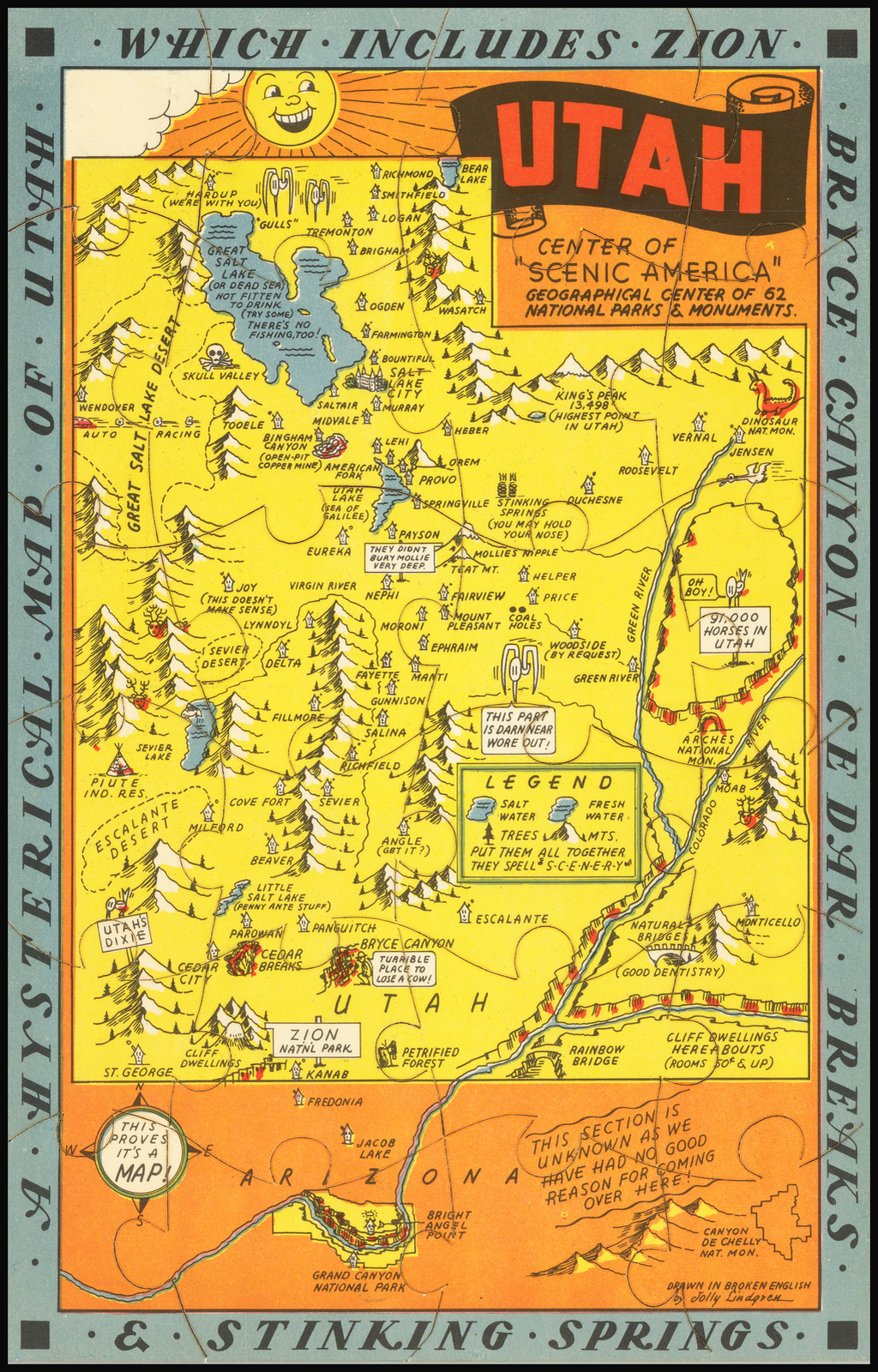 [Puzzle Map] A Hysterical Map of Utah Which Includes Zion Bryce Canyon ...