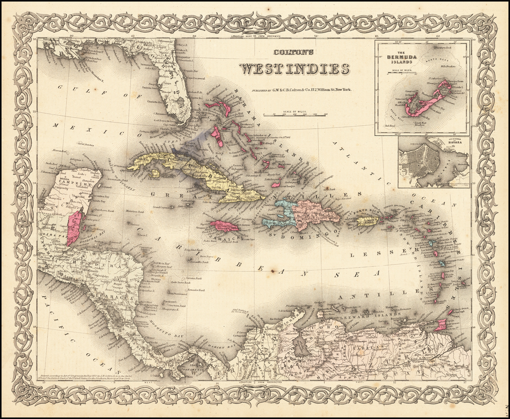 Coltons West Indies Bermuda And Havana Insets Barry Lawrence Ruderman Antique Maps Inc 5650