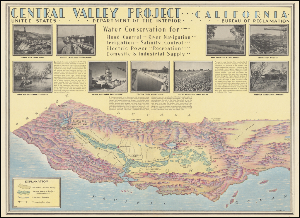 Central Valley Project California Map And Views Of California   65211 