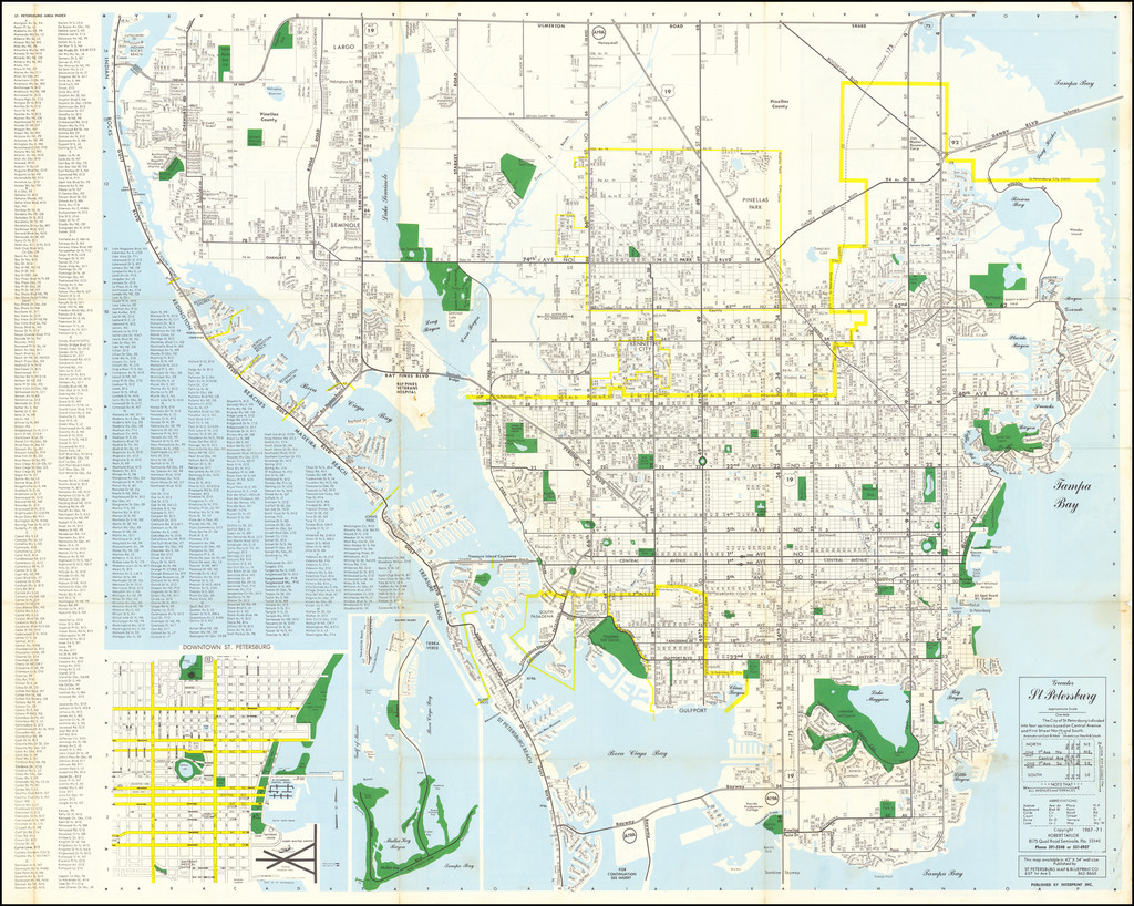 Map of Pinellas County Greater St. Petersburg Clearwater - Barry Lawrence  Ruderman Antique Maps Inc., image size:1024x818