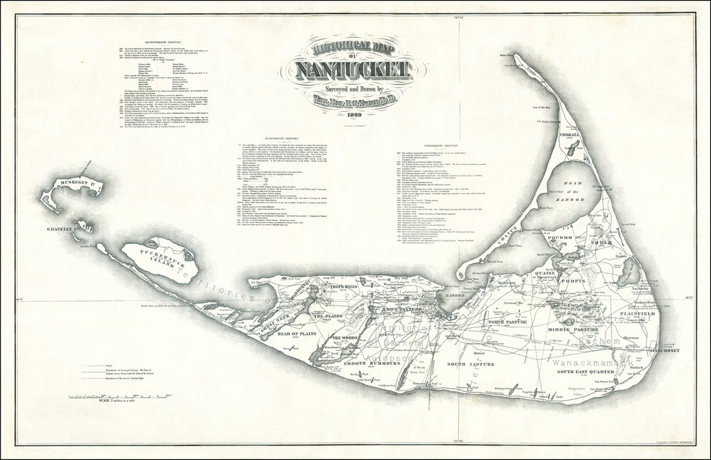 Historical Map of Nantucket. Surveyed and Drawn by The Rev. F.C. Ewer D
