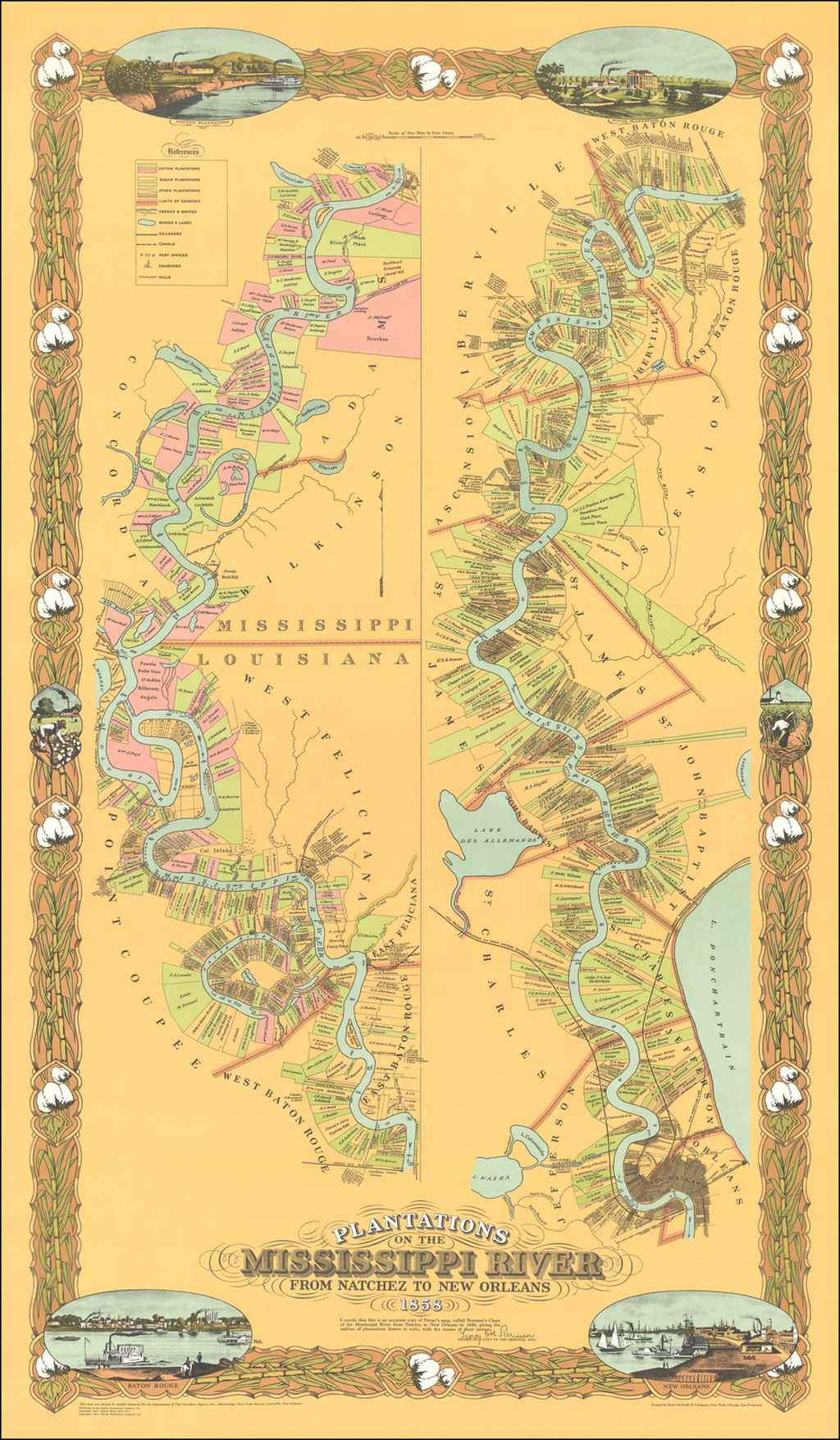 Tourist plantations along Louisiana ' s River Road. Map by Stephen P.