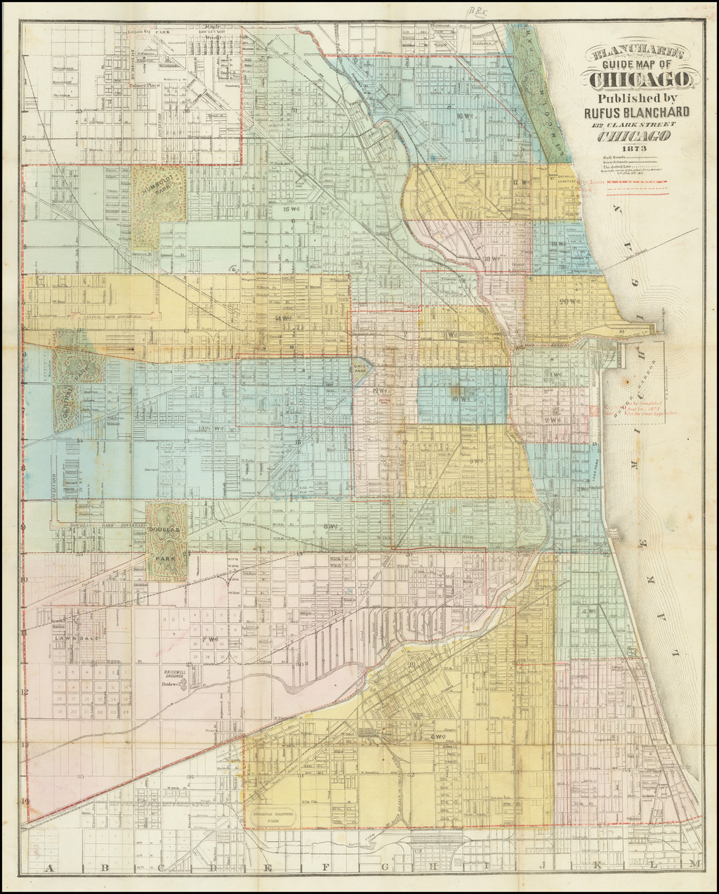 Blanchard's Guide Map of Chicago Published by Rufus Blanchard ...