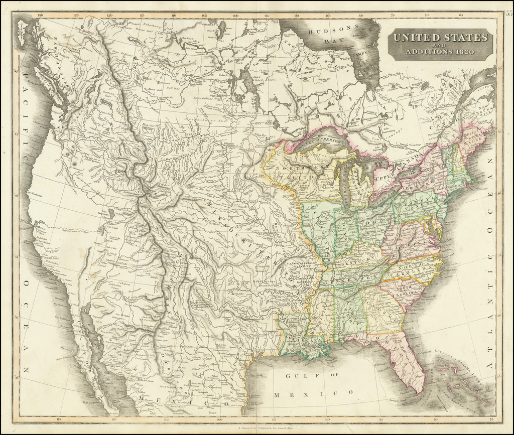 United States 1820 Map United States And Additions. 1820 - Barry Lawrence Ruderman Antique Maps  Inc.