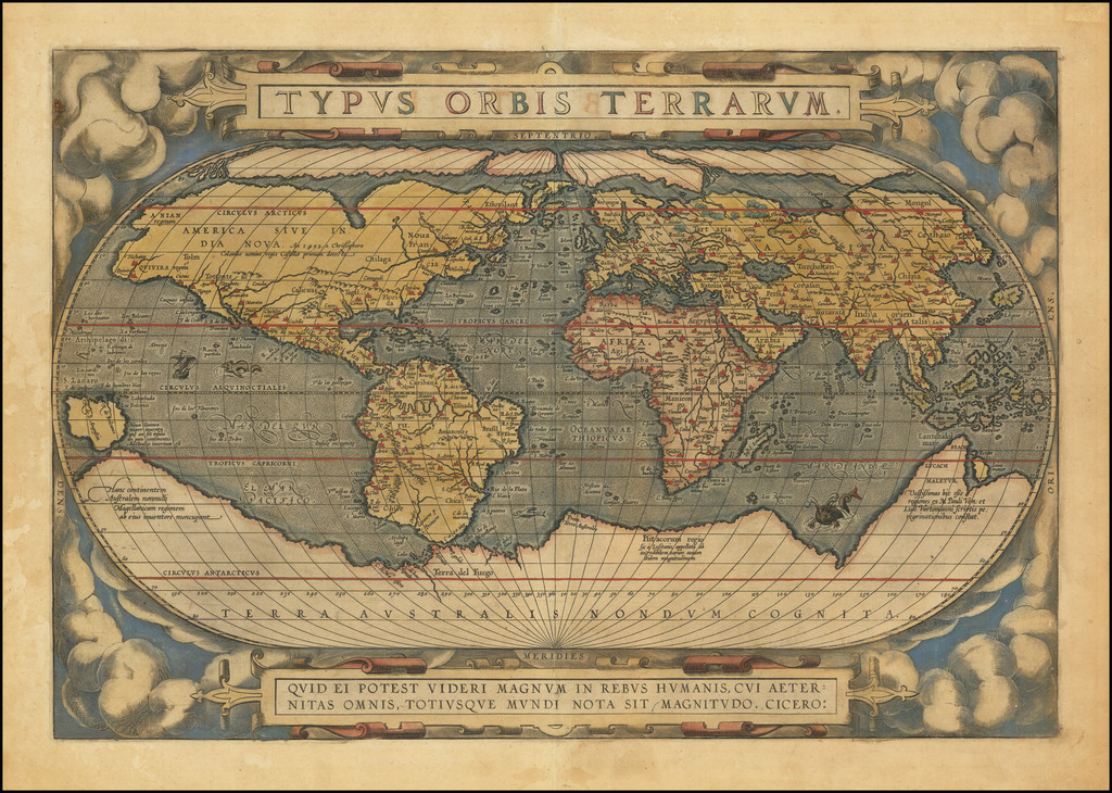 Old World Map Poster, Vintage World Map Print From 1596, Orbis Terrae