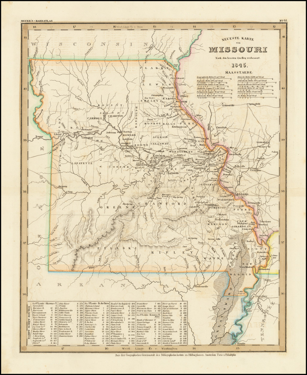 Neueste Karte Von Missouri 1845 Barry Lawrence Ruderman Antique   71303 