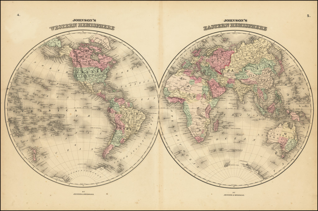 Ruderman　Hemisphere　Lawrence　Barry　Johnson's　Hemisphere　Eastern　Johnson's　Western　Inc.　Antique　Maps