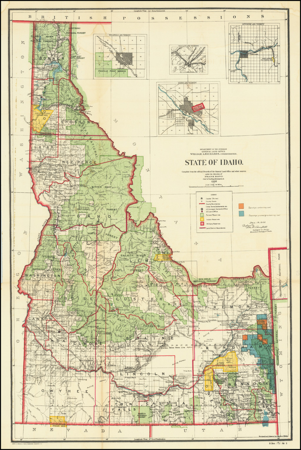 State of Idaho. Compiled from the official Records of the General Land