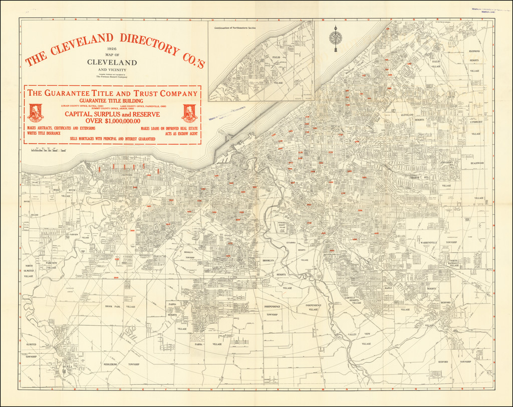 The Cleveland Directory Co.'s 1926 Map of Cleveland and Vicinity