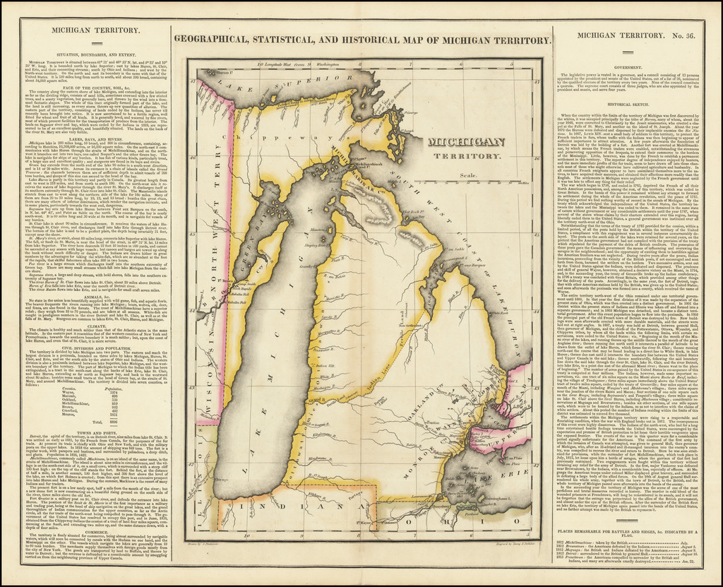 Geographical Statistical And Historical Map Of Michigan Territory 4056