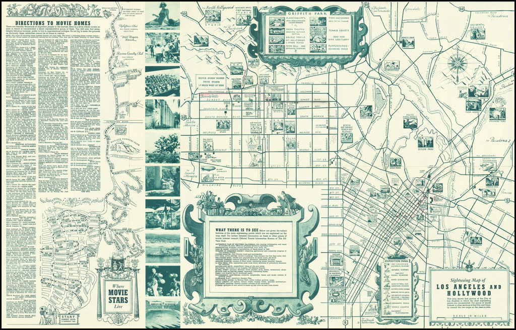 1991 Movie Stars s ロサンゼルス観光マップ Sightseeing Map of Los Angeles and Hollywood / Where Movie Stars