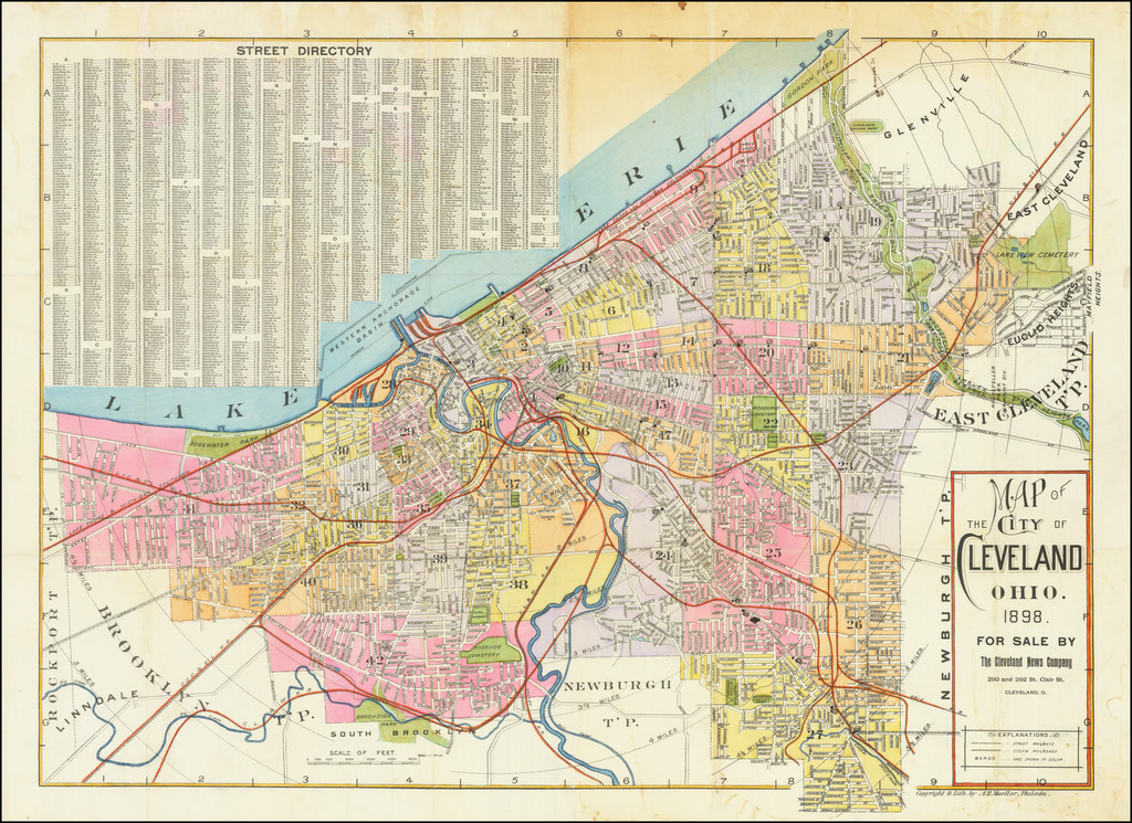 [ Cleveland ] Map of the City of Cleveland Ohio. - Barry Lawrence ...