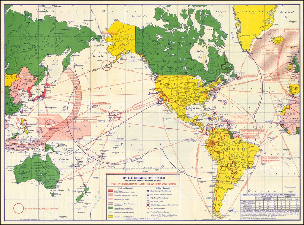 (Second World War) 1941 International Radio News Map 2nd Edition ...