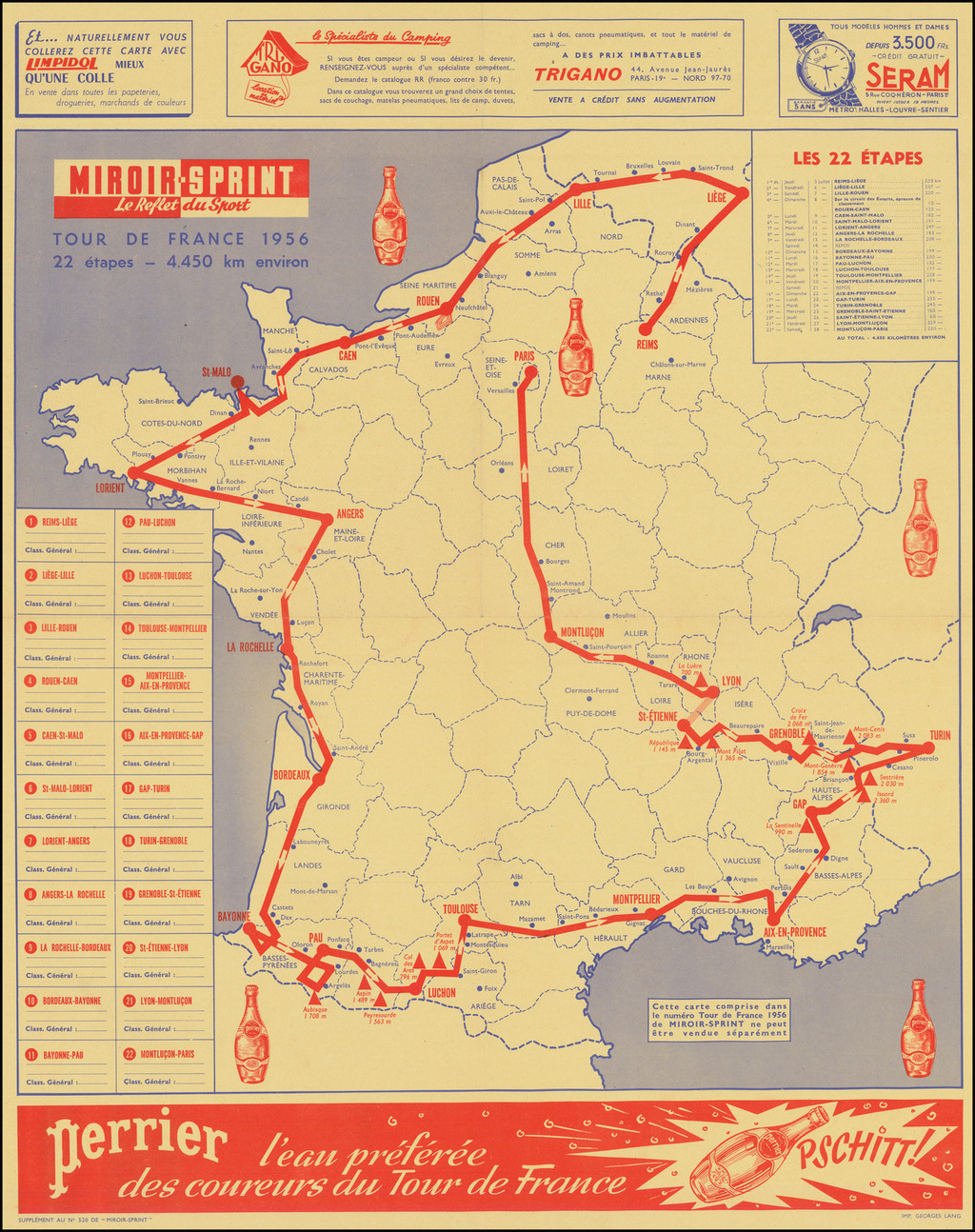 trajet tour de france 1956