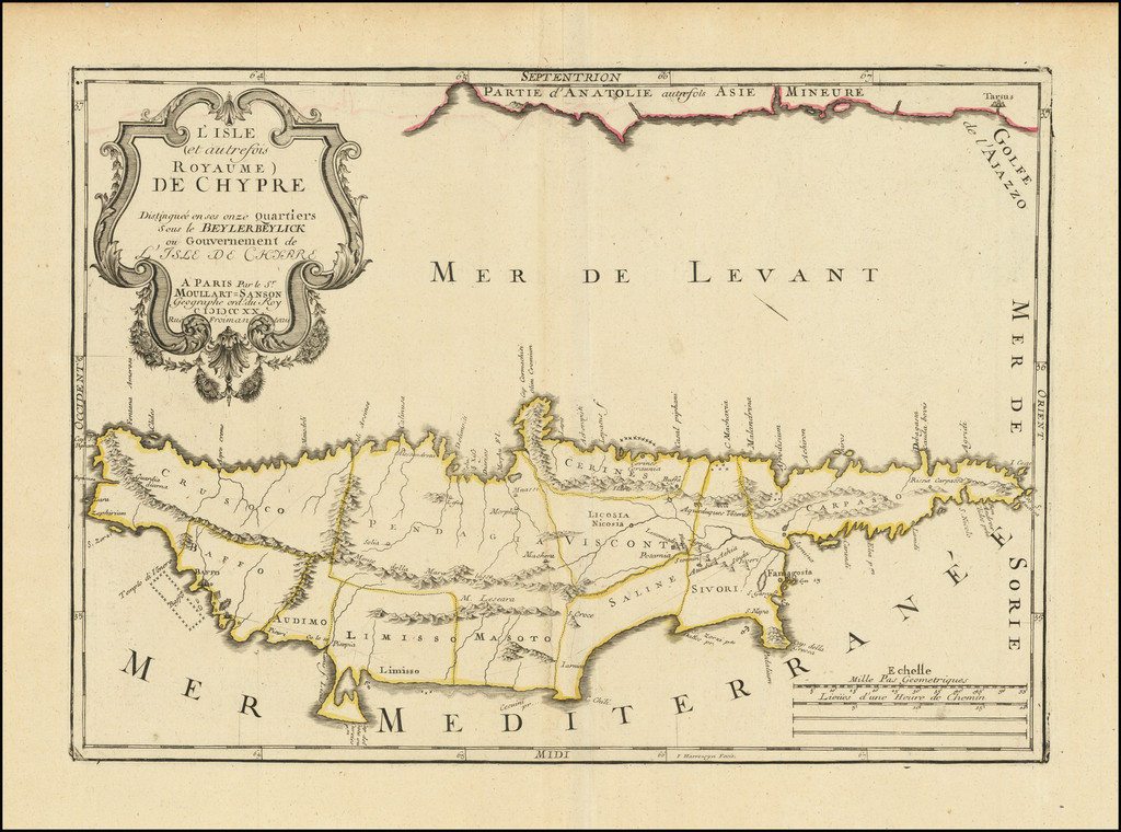 Cyprus Map By Pierre Moullart-Sanson