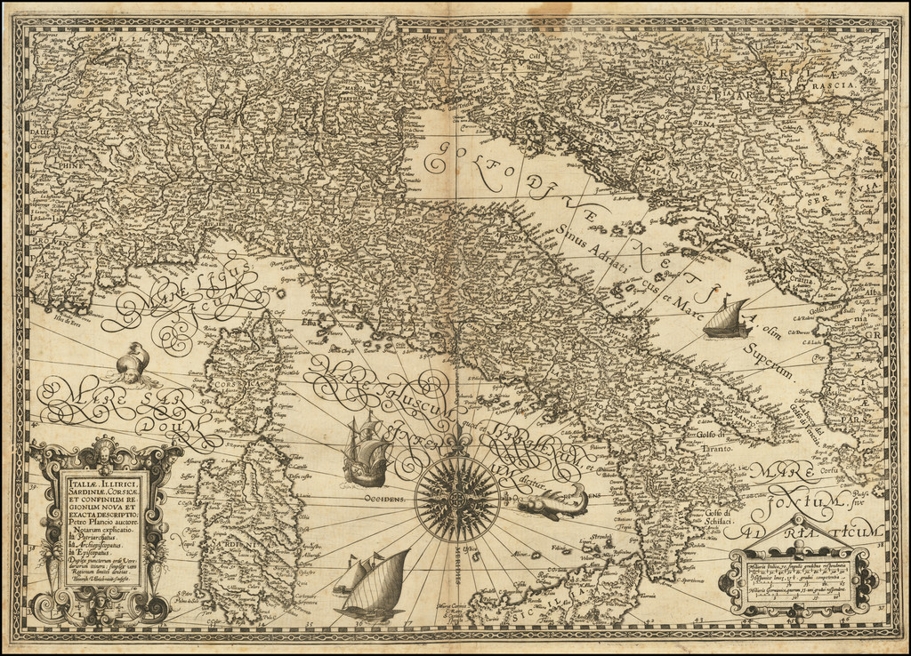 Italy Map By Petrus Plancius / Heinrich Ullrich