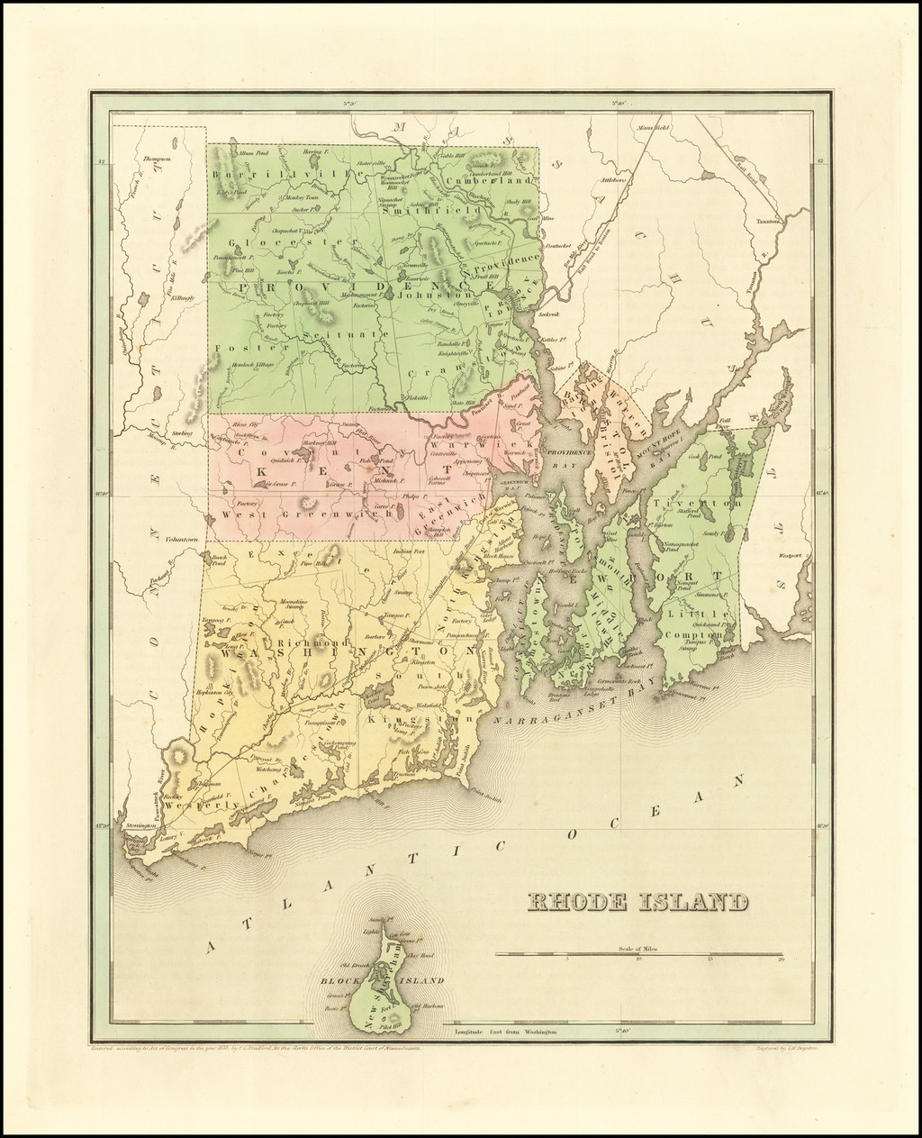 Rhode Island With Block Island Barry Lawrence Ruderman Antique Maps   76277 