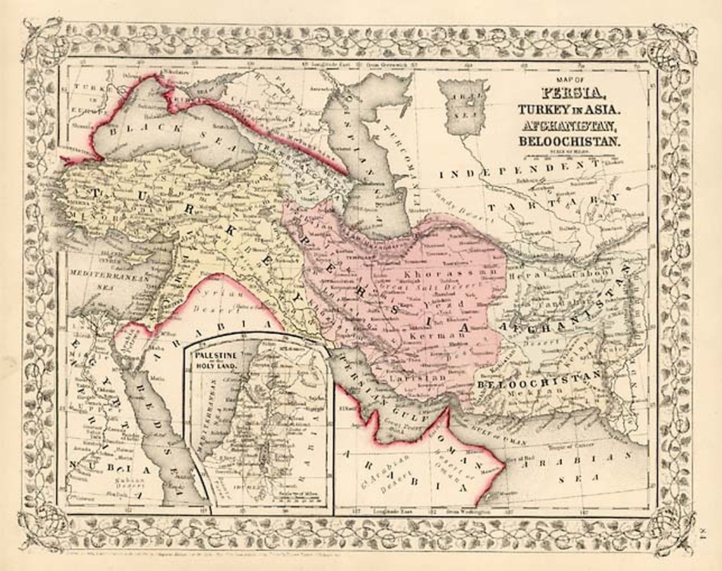 Карта персии в 19 веке