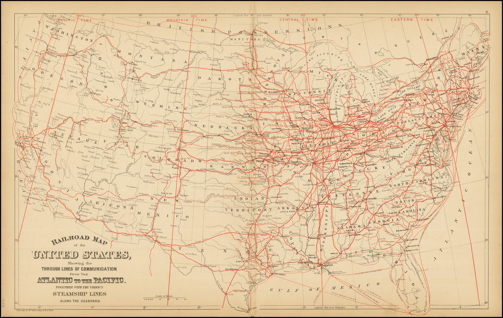 Railroad Map of the United States, Showing the Through Lines of ...