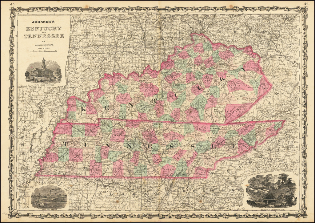 Johnson S Kentucky And Tennessee Barry Lawrence Ruderman Antique Maps   76733 