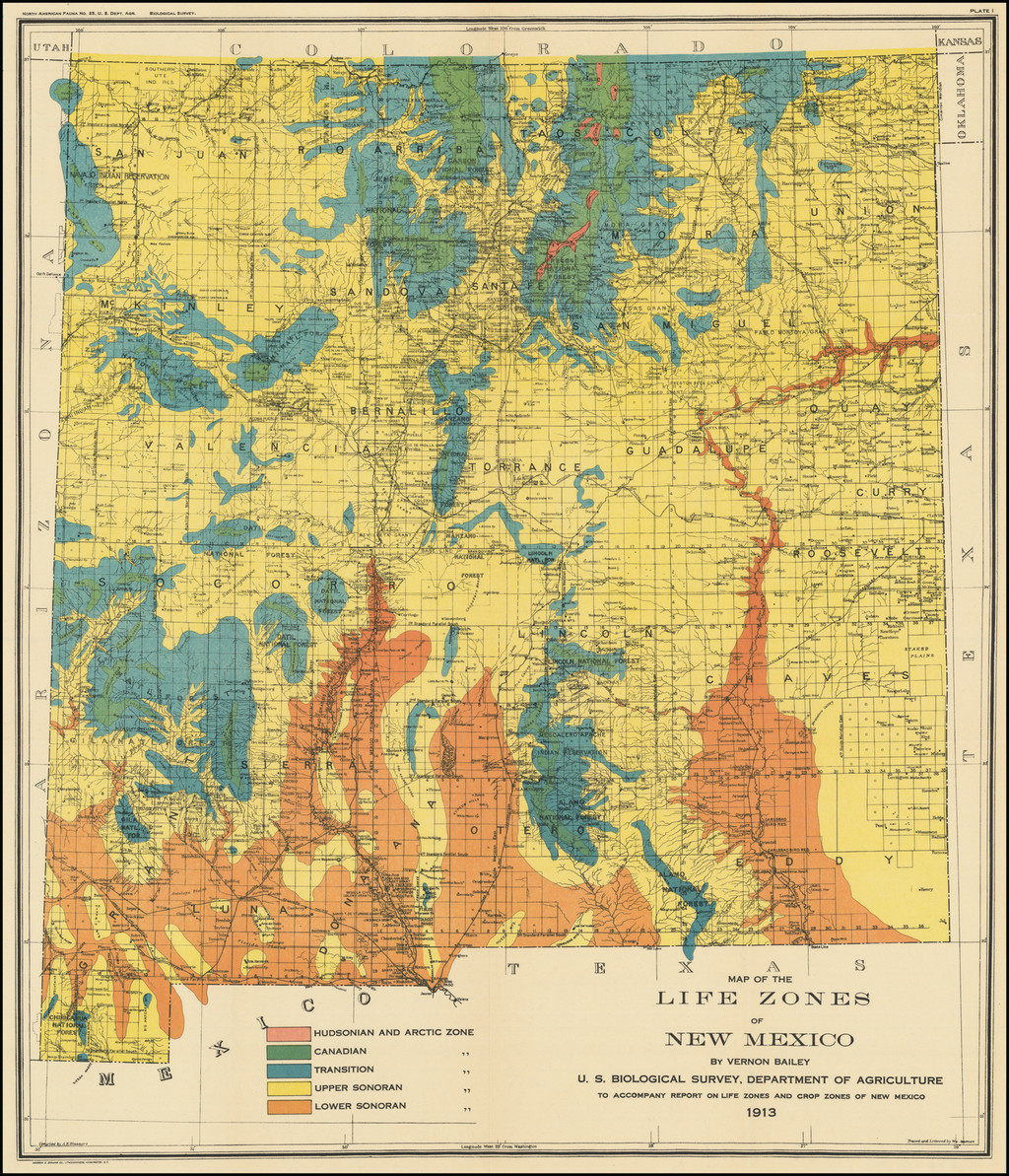 A Map of the Life Zones of New Mexico. . .1913 Barry Lawrence Ruderman Antique Maps Inc.
