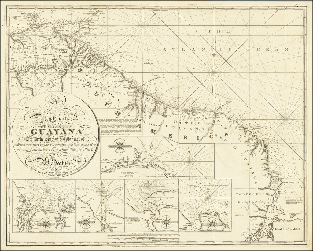 A New Chart of the Coast of Guyana Comprehending the Colonies of