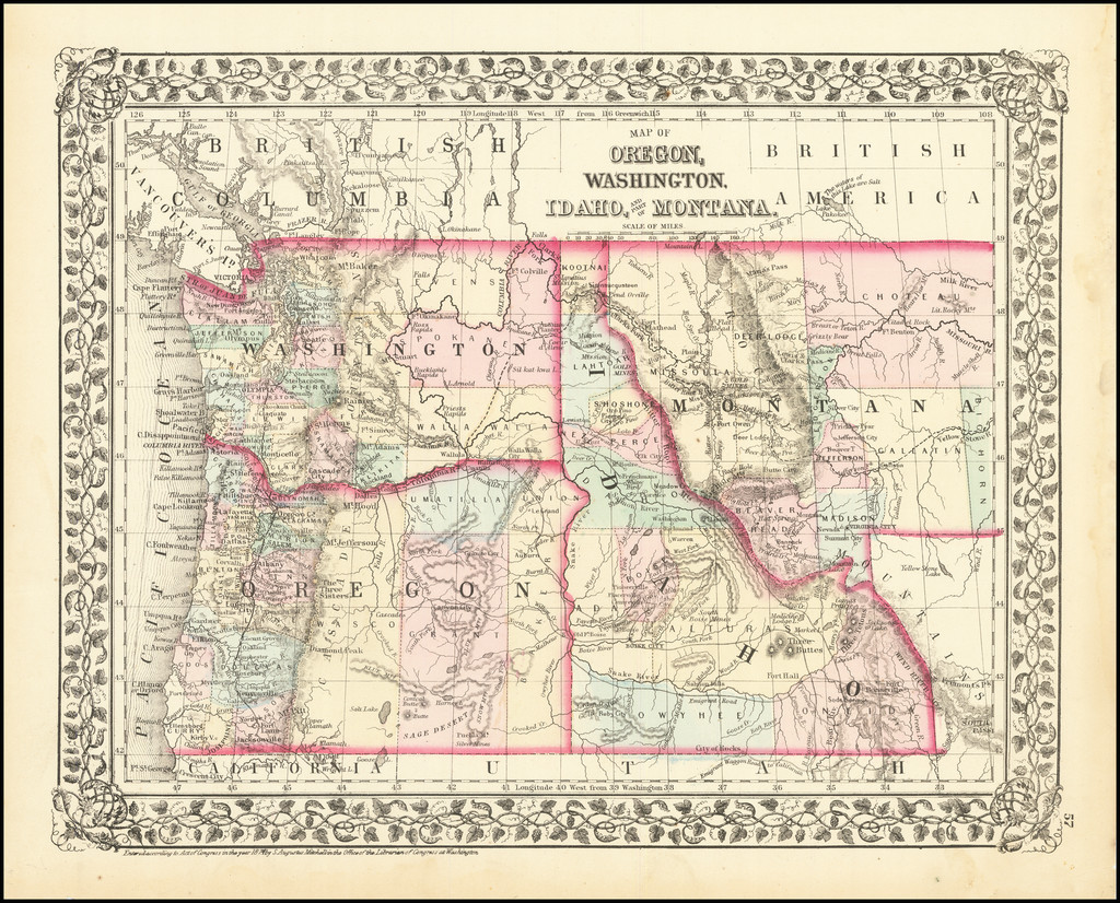 Map Of Oregon Washington Idaho And Part Of Montana Barry Lawrence   78656 