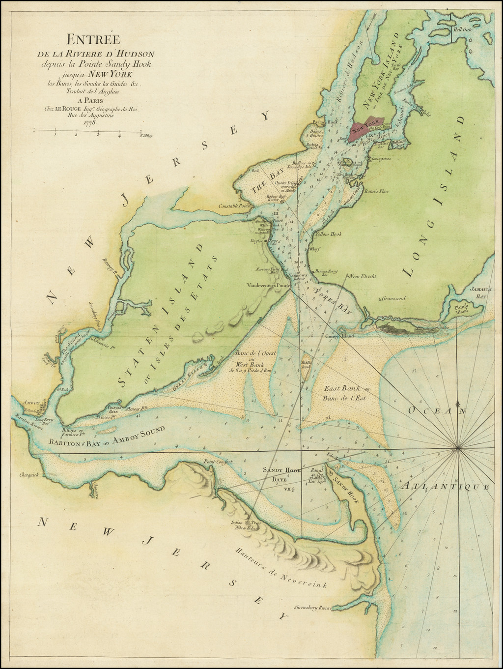 New York City, New York State, Mid-Atlantic and American Revolution Map By Georges Louis Le Rouge