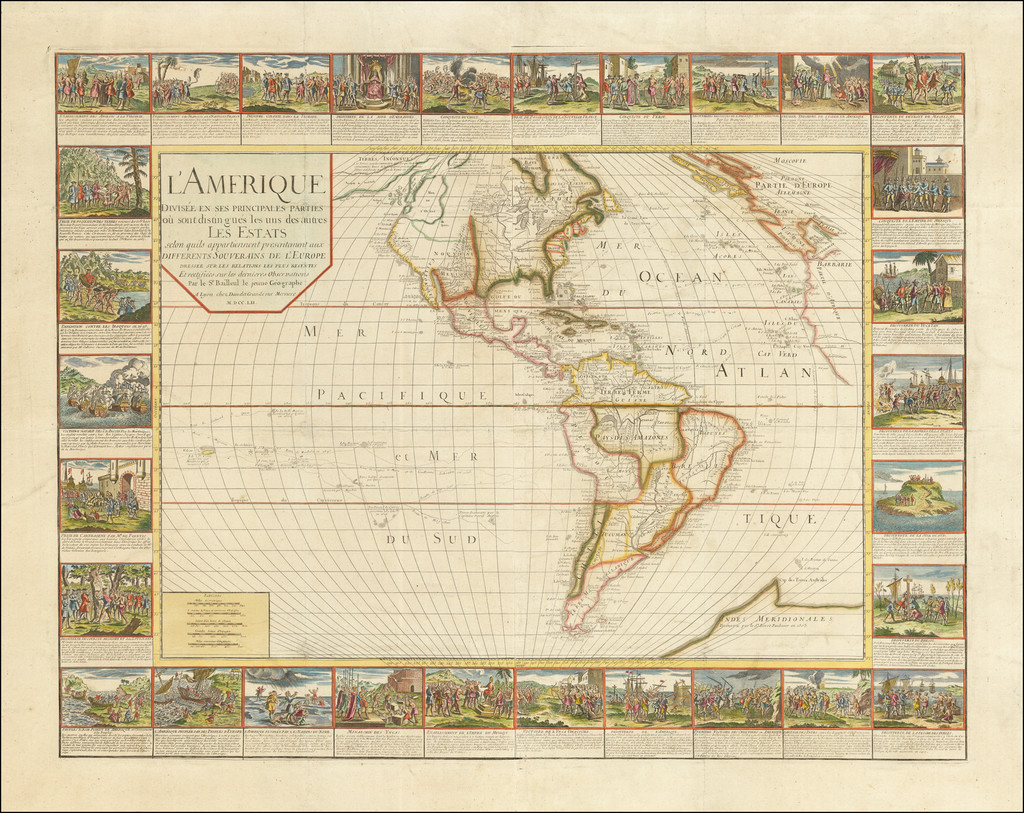 Western Hemisphere and America Map By Nicolas Bailleul le Jeune