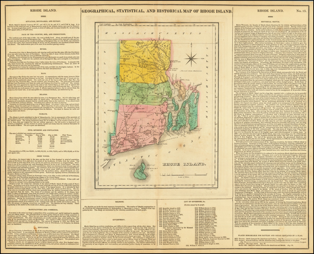 Geographical Statistical And Historical Map Of Rhode Island Barry   79310 