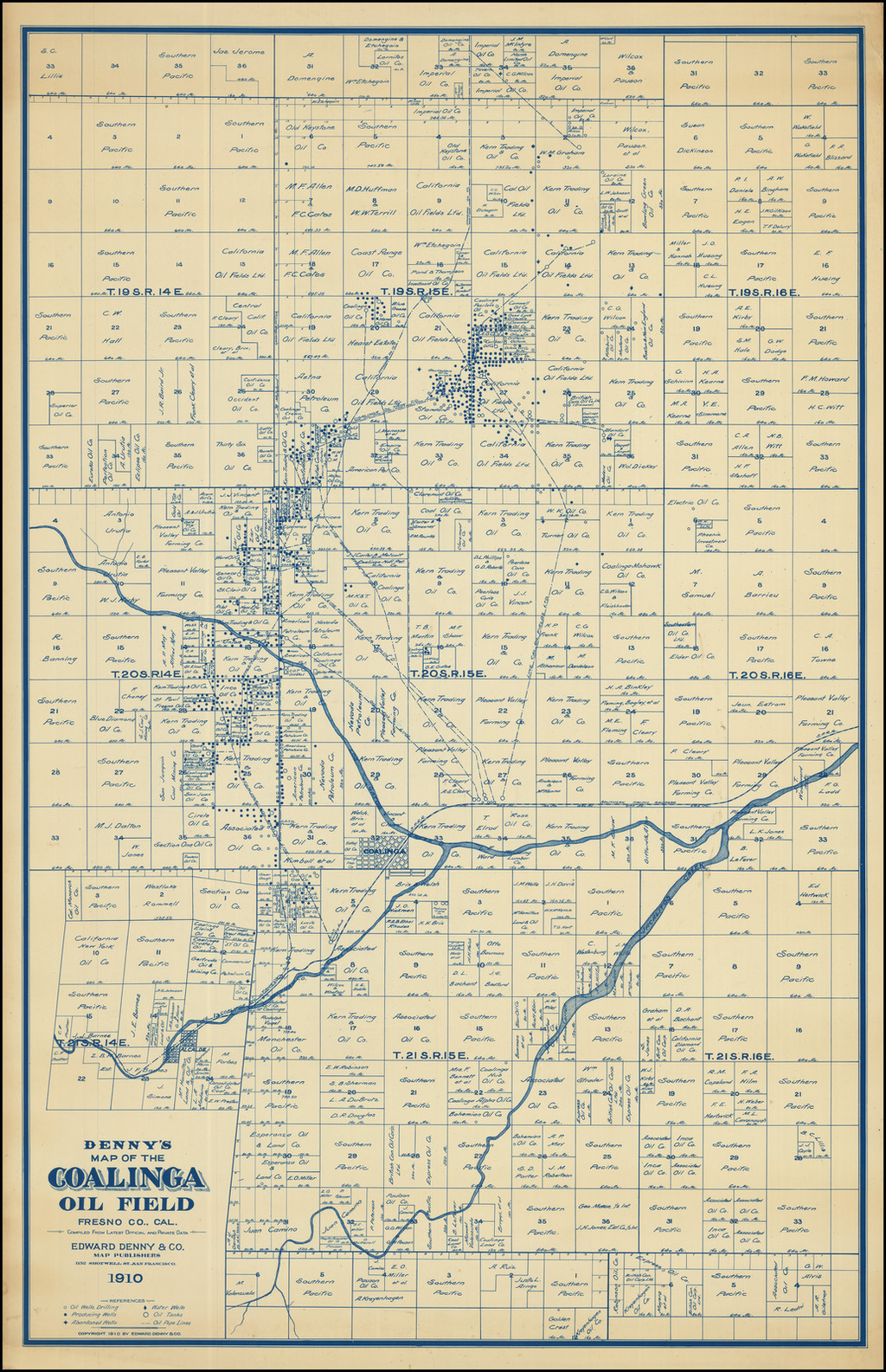 Denny's Map of the Coalinga Oil Field Barry Lawrence Ruderman Antique