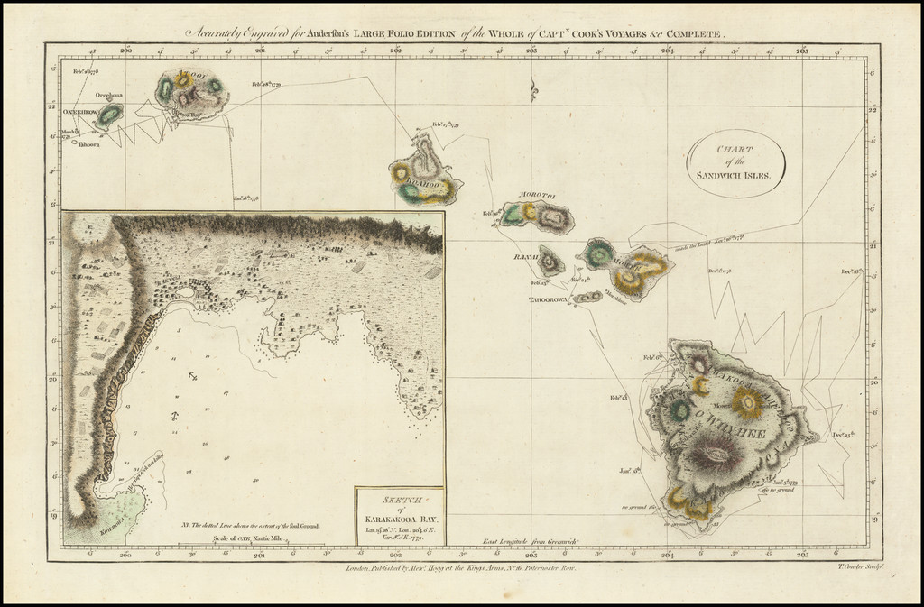 Chart of the Sandwich Isles Barry Lawrence Ruderman Antique Maps Inc.