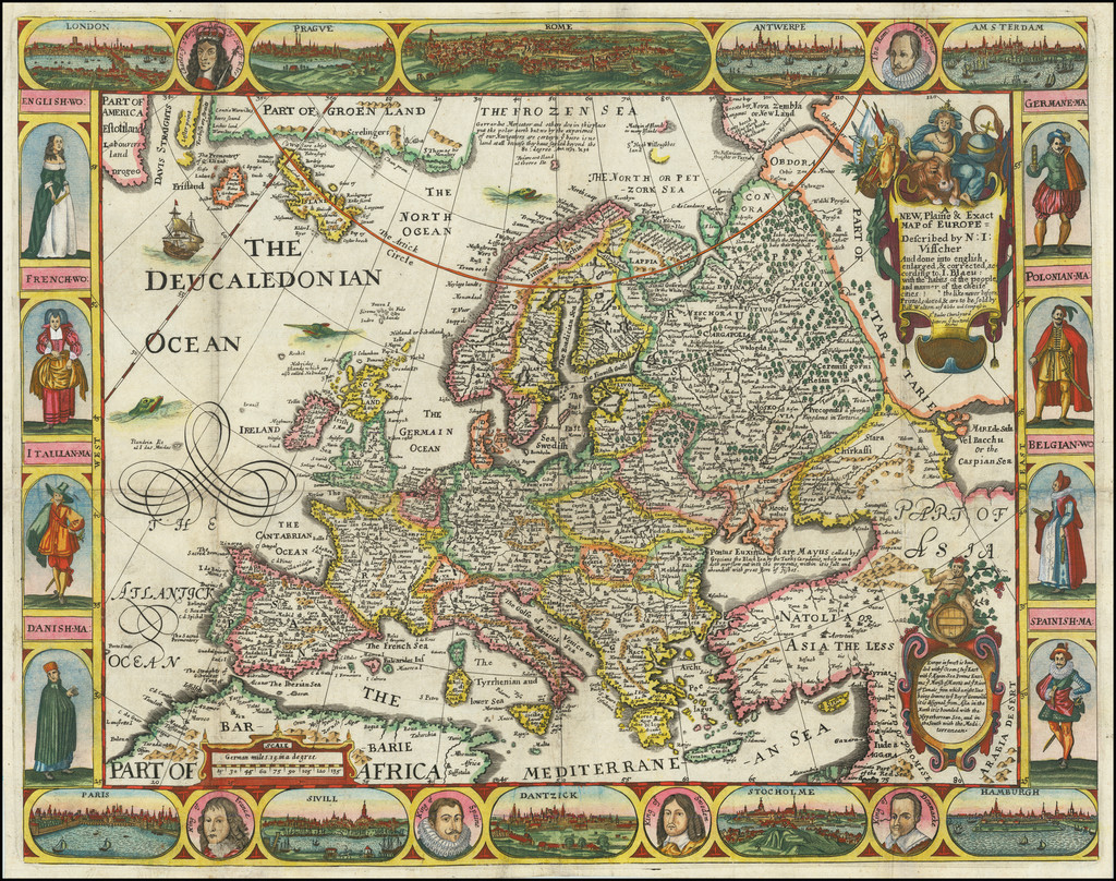 A New, Plaine & Exact Map of Europe = Described by N. I. Visscher And ...