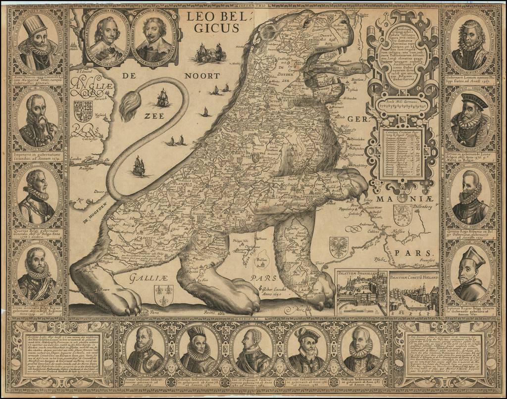 Netherlands and Belgium Map By Joannes Van Deutecum / Claes Janszoon Visscher