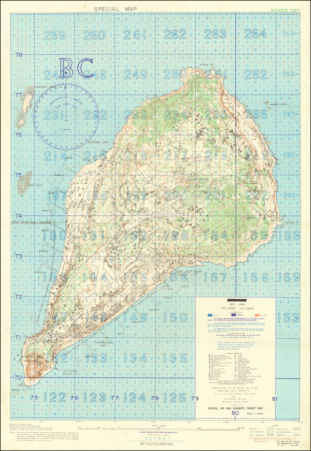 (Second World War - Iwo Jima) Special Air and Gunnery Target Map ...