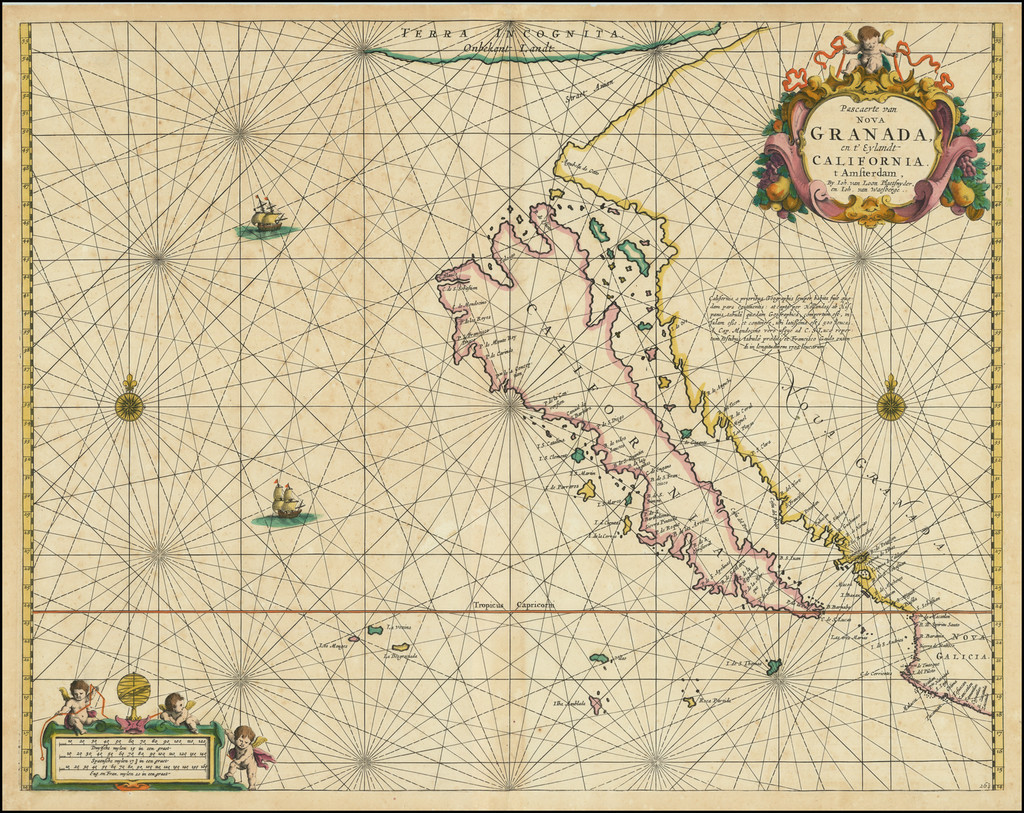 Southwest, North America, Baja California, Pacific and California Map By Johannes van Loon