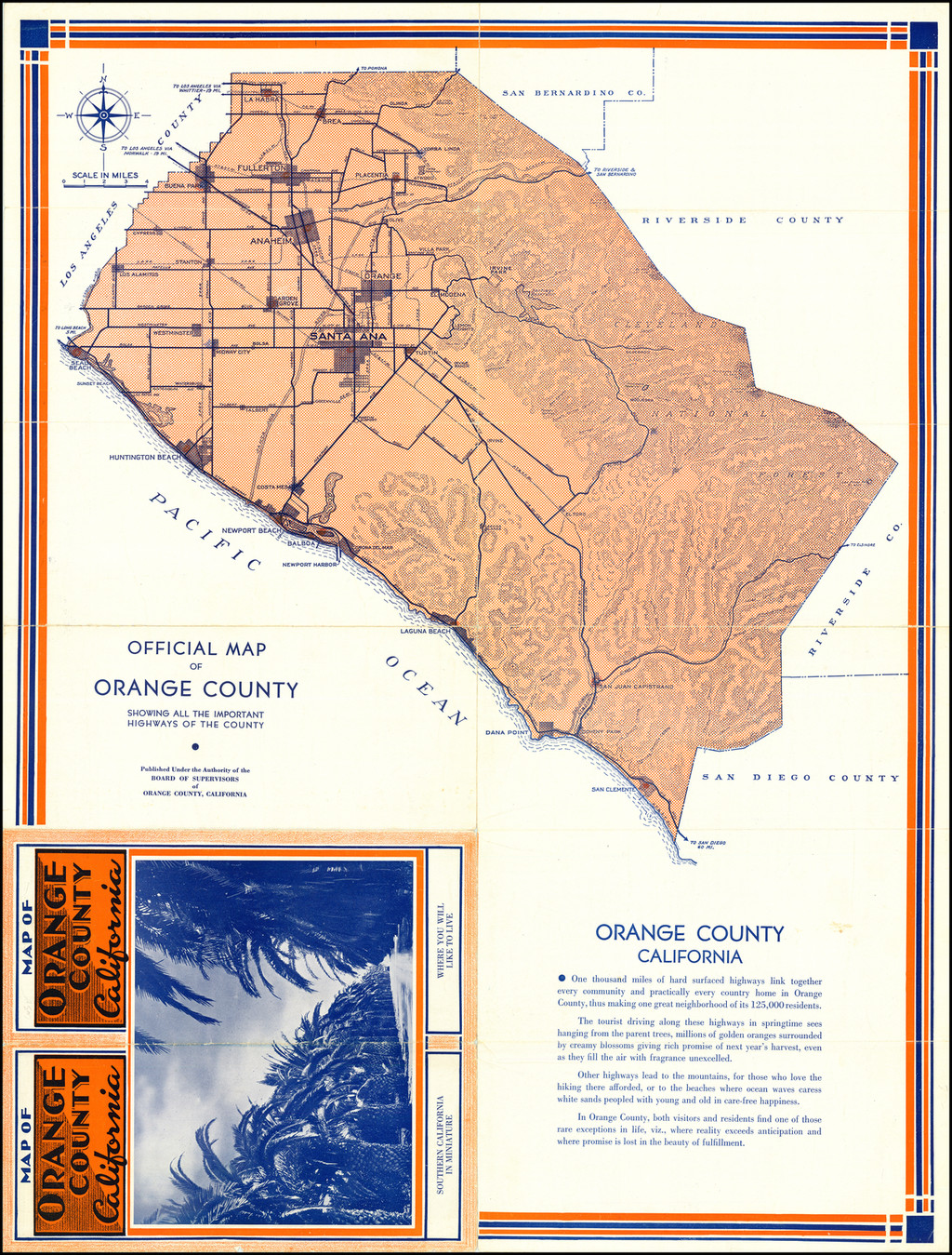 Official Map of Orange County Showing all the Important Highways of the ...