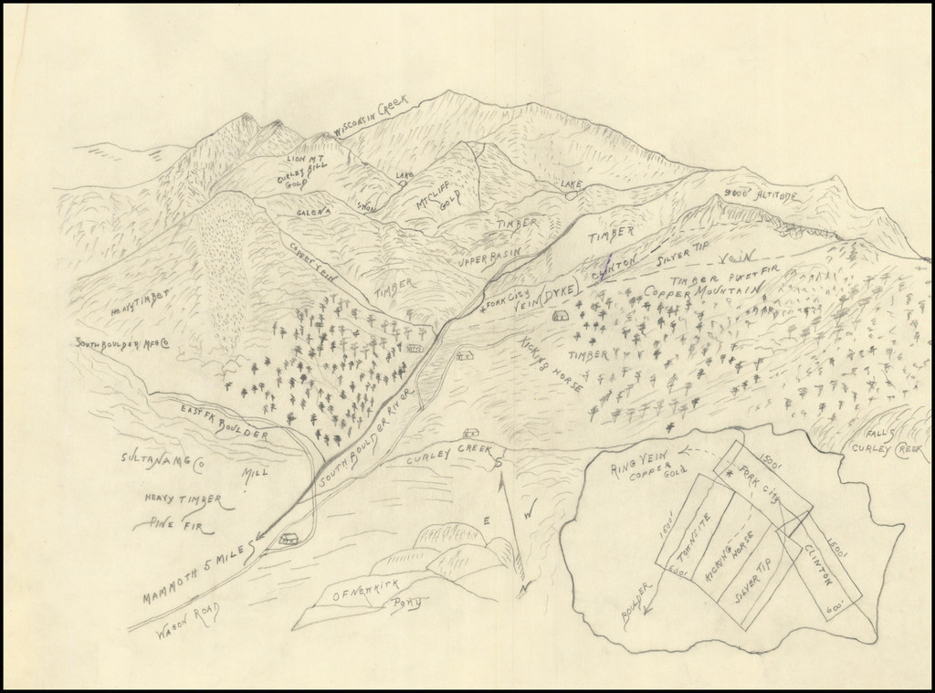 [Montana Gold Mining Map / Tobacco Root Mountains] Barry Lawrence Ruderman Antique Maps Inc.