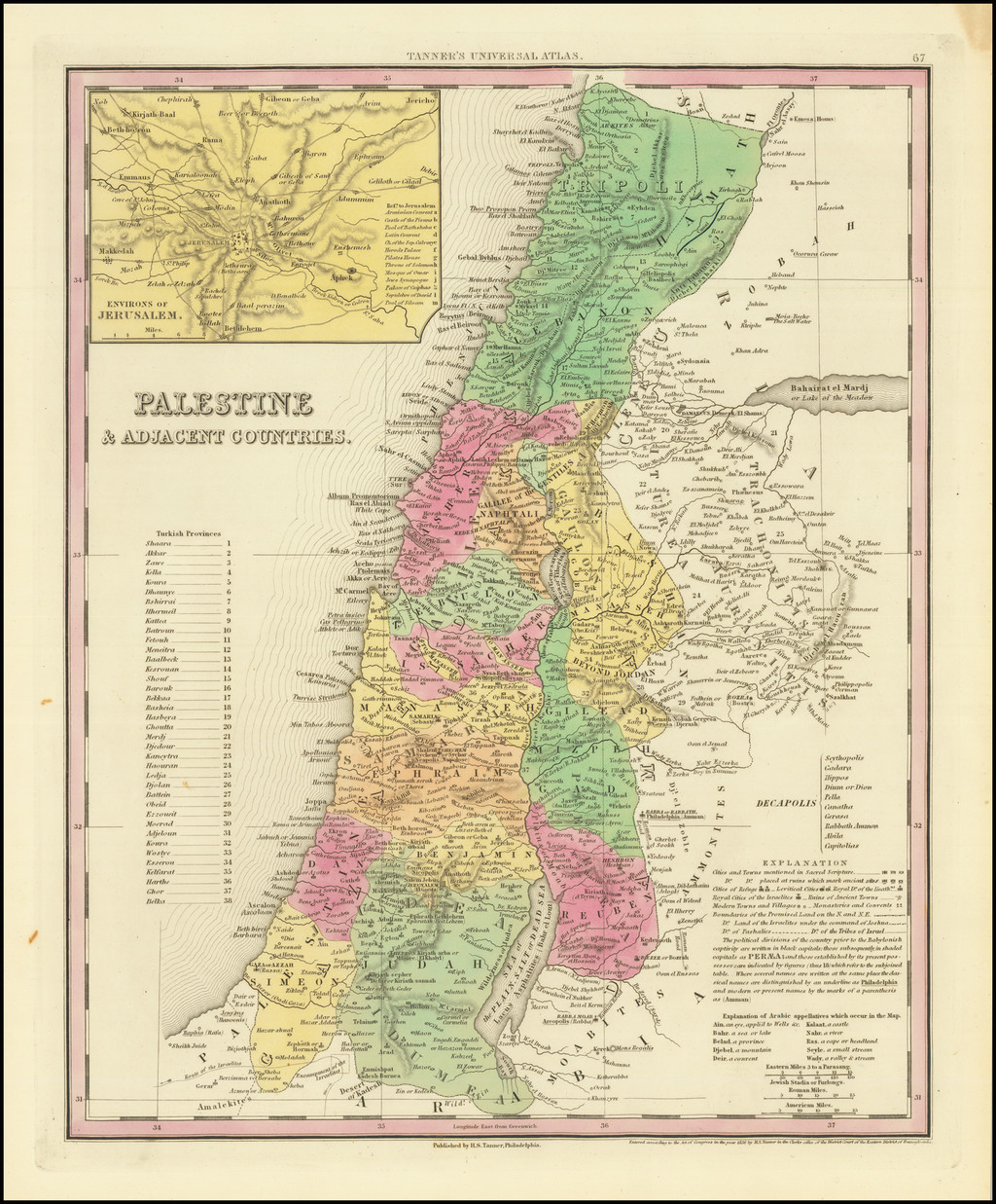 Palestine & Adjacent Countries - Barry Lawrence Ruderman Antique Maps Inc.