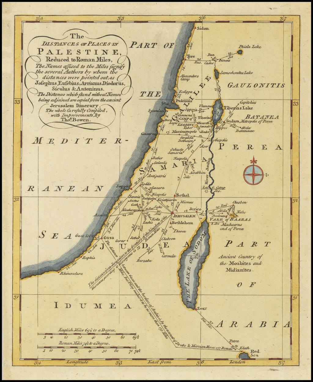 The Distances of Places in Palestine, Reduced to Roman Miles, The Names ...