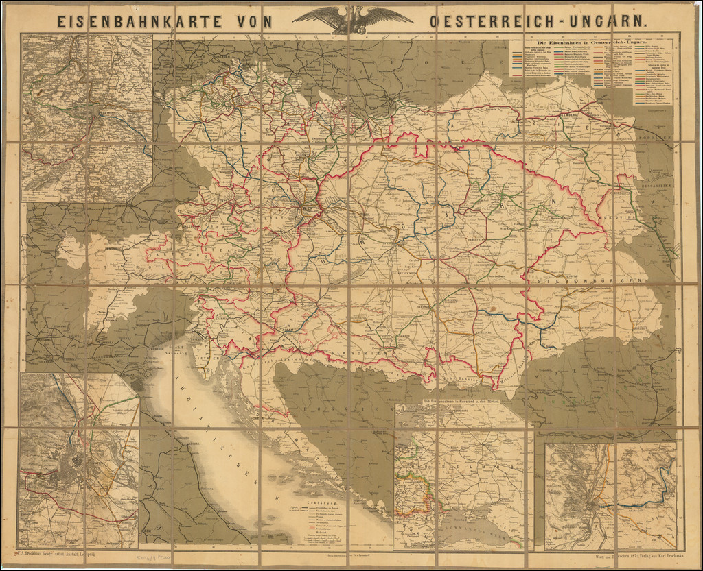 Austria, Ukraine, Hungary and Czech Republic & Slovakia Map By Karl Prochaska / Friedrich Arnold Brockhaus