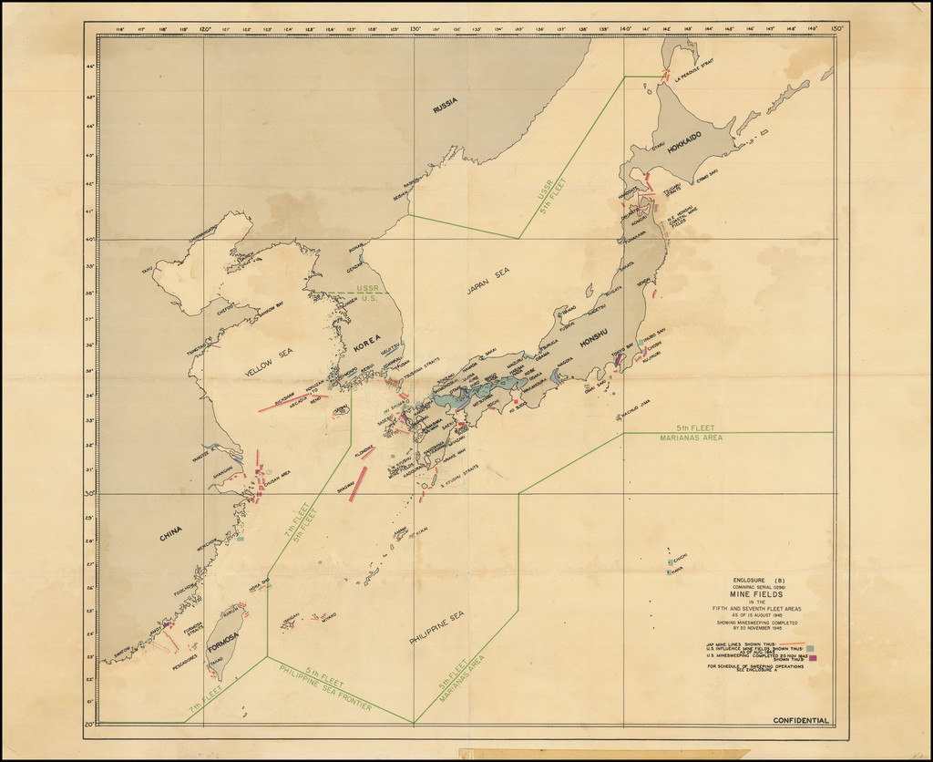 (Second World War - Occupation of Japan) Mine Fields In The 5th & 7th ...