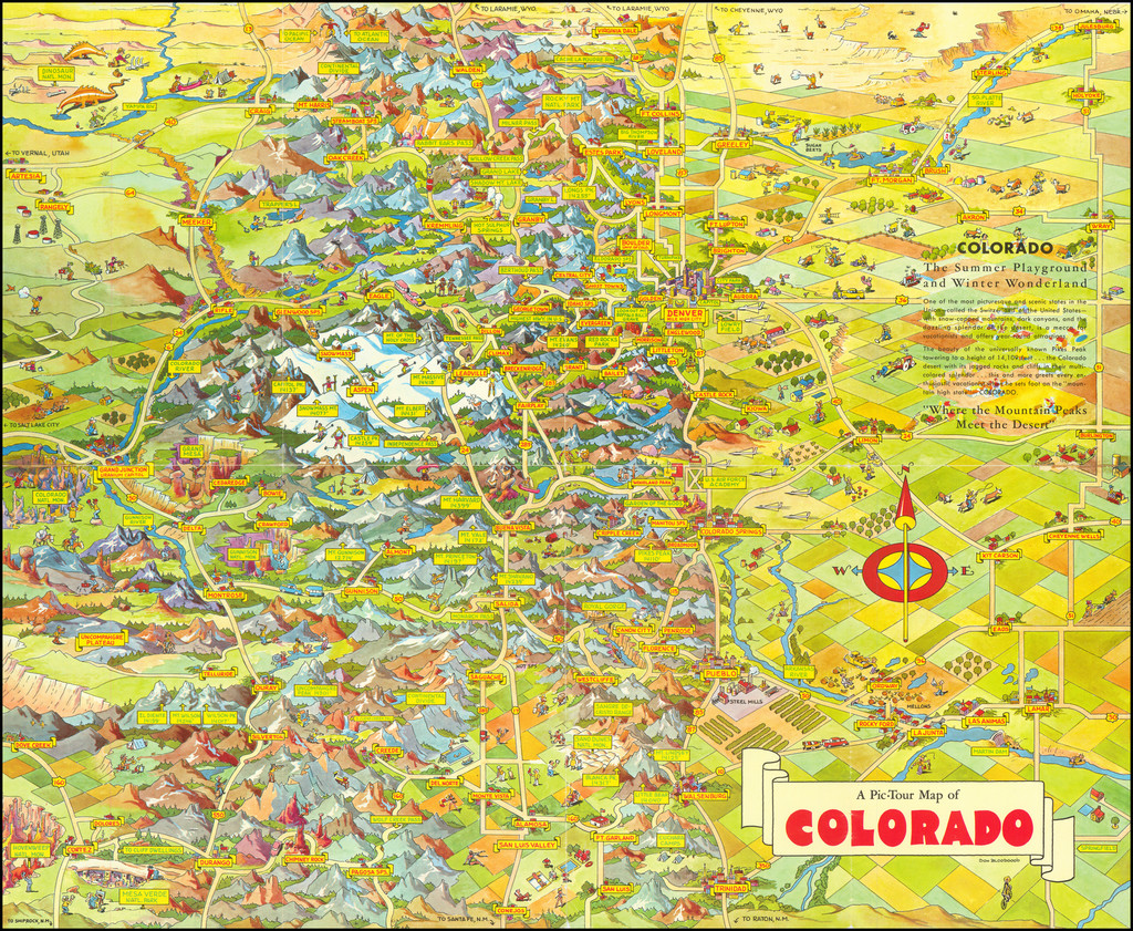 A Pic-Tour Map of Colorado - Barry Lawrence Ruderman Antique Maps Inc.