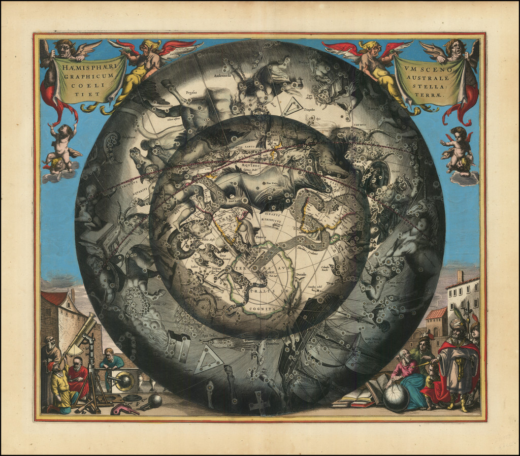 Eastern Hemisphere, Polar Maps and Celestial Maps Map By Andreas Cellarius