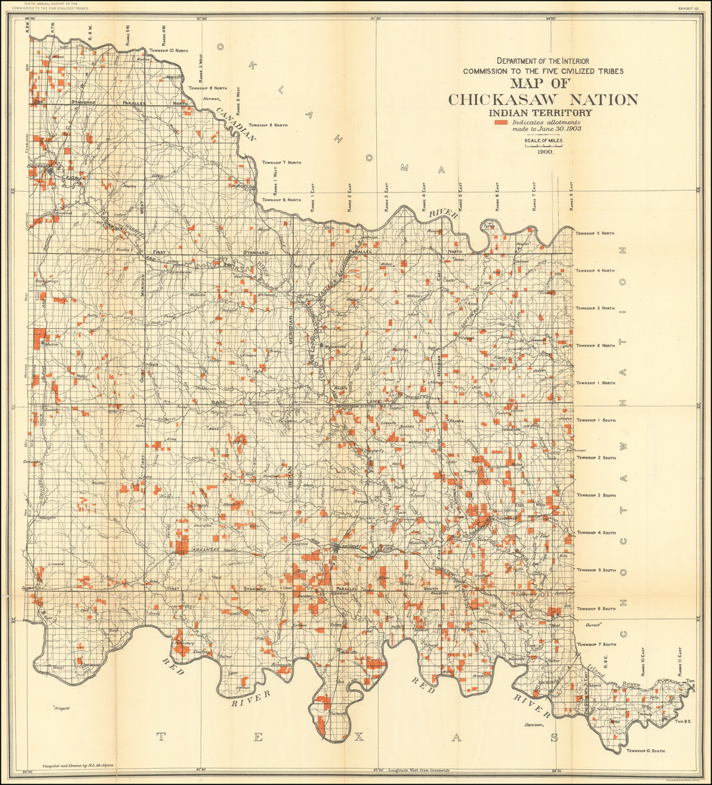 [ Allotment Map ] Map of Chickasaw Nation, Indian Territory . . . 1900